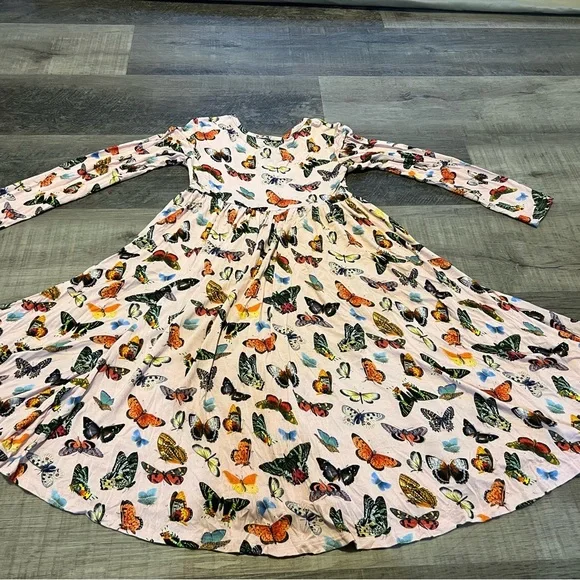 Posh Peanut pink butterfly Henley twirl dress with buttons size 8Y - Picture 7 of 16